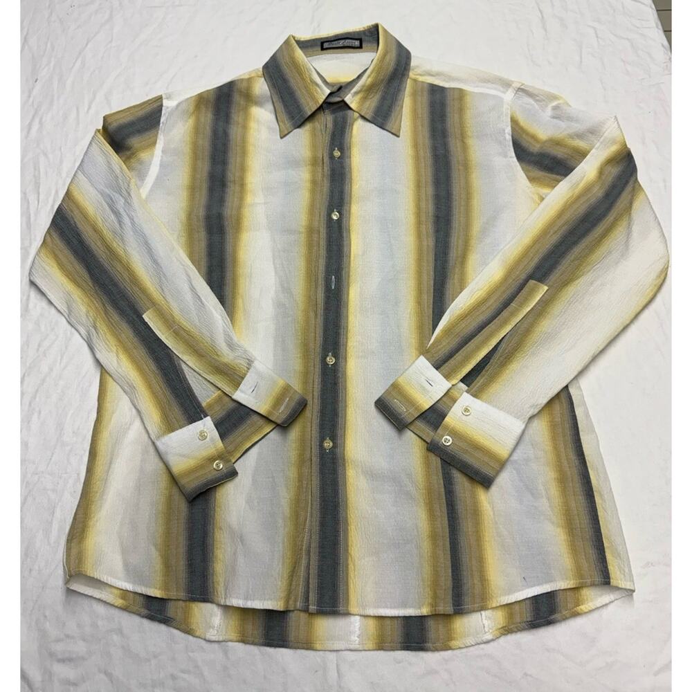 Berto Lucci Milano Shirt Stripes Long Sleeve Men's Buttons Down Size XXL